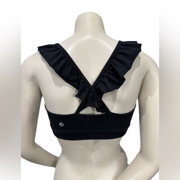CORE 10 Womens Medium Black Ruffle Back Sports Bra Athleisure Activewear - Picture 3 of 9